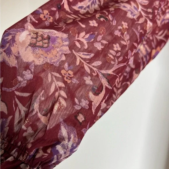 Fate Red Floral Ruffled Tiered Sundress with Bishop Sleeves - Picture 6 of 8